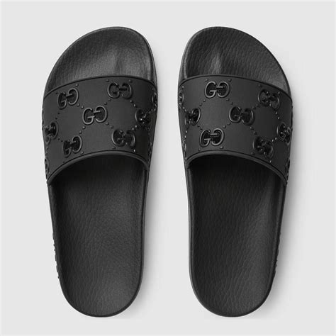 black gucci slides cheap|gucci slides black worn.